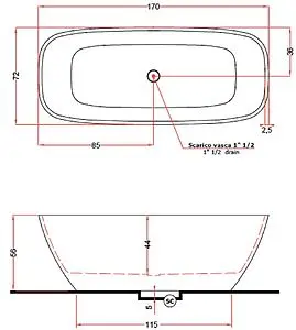 Ванна отдельностоящая из искусственного камня Treesse Brio 170x72 белый V297BL Ванна отдельностоящая из искусственного камня Treesse Brio 170x72 белый V297BL, 2