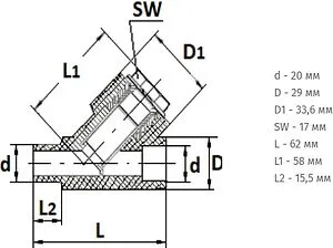 Фильтр угловой сетчатый 20мм н/в Политэк 9100312012 Фильтр угловой сетчатый 20мм н/в Политэк 9100312012, 2