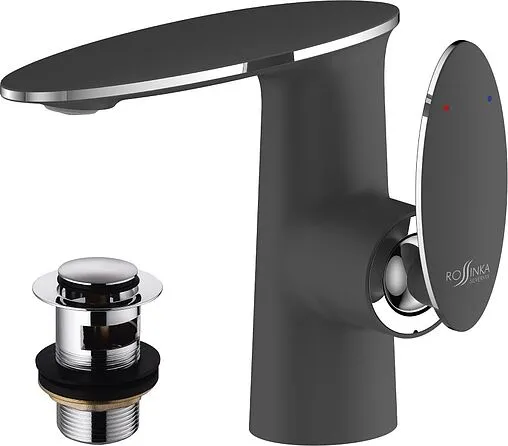 Смеситель для раковины Rossinka чёрный матовый/хром RS30-11B