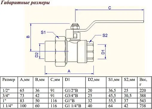 Кран шаровый с переходом на пп трубу 40мм x 1¼"в Valtec VTp.742.0.04007