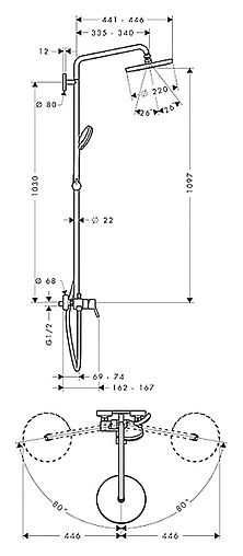 Душевая система со смесителем для душа Hansgrohe Croma 220 1jet хром 27222000