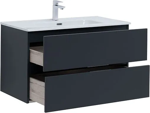 Тумба под умывальник подвесная Aquanet Алвита New 90 антрацит 00303919