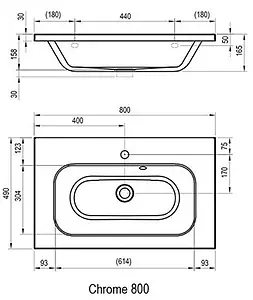 Раковина Ravak Chrome 80 белый XJG01180000 Раковина Ravak Chrome 80 белый XJG01180000, 2