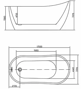 Ванна акриловая отдельностоящая Swedbe Vita 150x72 8817, 3