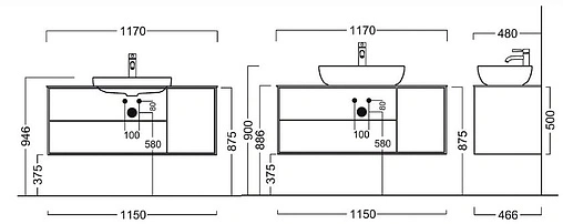 Тумба-умывальник подвесная Kerama Marazzi Plaza Modern 120 дуб орегон PL.M.120.3\OAK.O+PL.wbi.55.1+