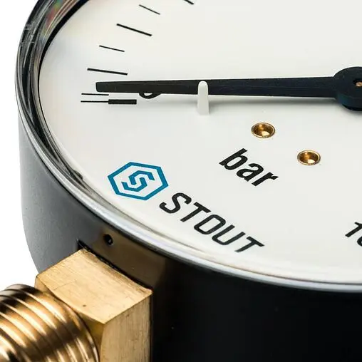 Манометр радиальный Stout 100мм 16 бар ½&quot; SIM-0010-101615