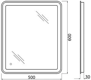 Зеркало с подсветкой BelBagno MARINO 50x60 SPC-MAR-500-600-LED-TCH Зеркало с подсветкой BelBagno MARINO 50x60 SPC-MAR-500-600-LED-TCH, 2