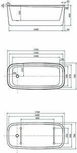 Ванна акриловая отдельностоящая Allen Brau Infinity 3 170x78 белый/панель антрацит 2.21003.20/AM Ванна акриловая отдельностоящая Allen Brau Infinity 3 170x78 белый/панель антрацит 2.21003.20/AM, 2