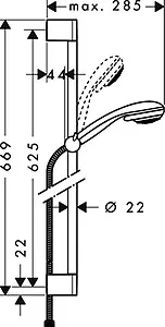 Душевая стойка Hansgrohe Crometta 85 Vario 2jet 65см хром 27763000 Душевая стойка Hansgrohe Crometta 85 Vario 2jet 65см хром 27763000, 2