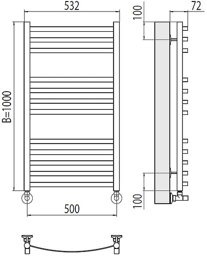 Полотенцесушитель водяной лесенка Terminus Авиэль П12 500х1000 полированная сталь 4670078529213
