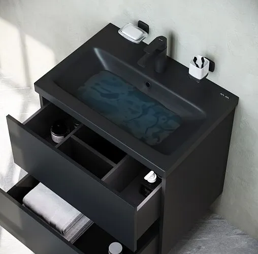 Тумба под умывальник подвесная Am.Pm Gem 60 чёрный матовый M90FHX06022BM