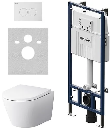 Комплект 6 в 1 Am.Pm Sense FlashClean IS100101.741701 с кнопкой белый глянцевый