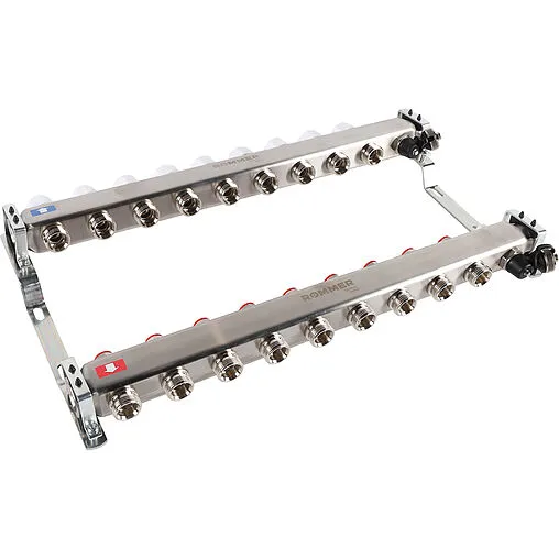 Группа коллекторная без расходомеров 9 отводов 1"в/в x ¾"ек Rommer RMS-3201-000009