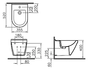 Биде подвесное VitrA S50 белый 5324B003-0288, 2