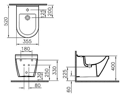 Биде подвесное VitrA S50 белый 5324B003-0288
