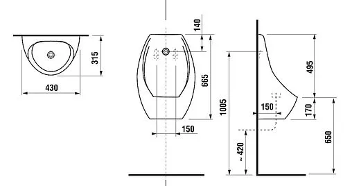 Писсуар с сенсорным смывом от сети Roca Access белый ZRU9310181