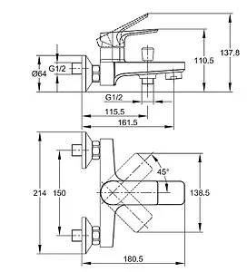 Комплект для ванны 3 в 1 Cersanit Nature хром 64514 Комплект для ванны 3 в 1 Cersanit Nature хром 64514, 3