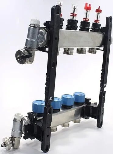 Группа коллекторная с расходомерами 4 отвода 1&quot;в/н x ¾&quot;ек Henco UFH-0605MDSS04