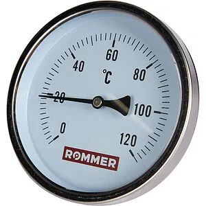 Термометр биметаллический Rommer 100мм 120°С гильза 75мм ½&quot; RIM-0001-107515, 4
