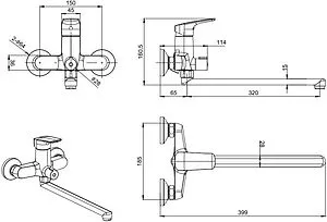 Смеситель для ванны с длинным изливом Aquatek чёрный матовый AQ1042MB Смеситель для ванны с длинным изливом Aquatek чёрный матовый AQ1042MB, 2