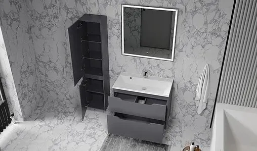 Тумба-умывальник подвесная Raval Wector 80 антрацит Wct.01.80/P/A/MD+4627173210188