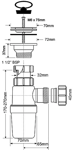 Сифон бутылочный для мойки Mc Alpine MRSK1-A
