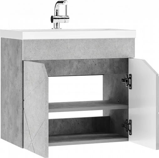 Тумба под умывальник подвесной Домино Vector 60 метрополитан грей/бетон серый DV6610T