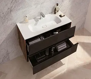 Тумба-умывальник подвесная VitrA Metropole 80 чёрный/сливовое дерево 58181 Тумба-умывальник подвесная VitrA Metropole 80 чёрный/сливовое дерево 58181, 3