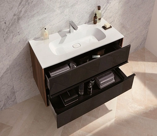 Тумба-умывальник подвесная VitrA Metropole 80 чёрный/сливовое дерево 58181