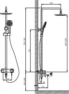 Душевая система со смесителем для ванны Timo Hette хром SX-1021/00, 2