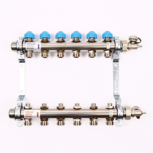 Группа коллекторная без расходомеров 6 отводов 1&quot;н/н x ¾&quot;ек Uni-fitt 456W4306