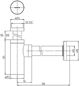 Сифон бутылочный для раковины Allen Brau чёрный матовый 5.31025-31 Сифон бутылочный для раковины Allen Brau чёрный матовый 5.31025-31, 2