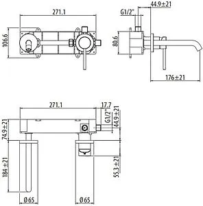 Смеситель для раковины из стены Gattoni Circle Two белый матовый 9135/91BO, 2