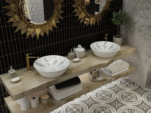 Раковина ISVEA IsveArte 45 белый/декор Patrizia 10SY66045SV-PTZ