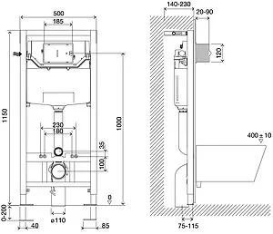 Инсталляция для подвесного унитаза Set 3 в 1 Lemark Peneda Expert + Bit 9812415 с кнопкой белый глянцевый Инсталляция для подвесного унитаза Set 3 в 1 Lemark Peneda Expert + Bit 9812415 с кнопкой белый глянцевый, 2