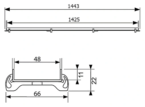 Решетка для лотка под плитку 1443мм TECEdrainline Plate 601570 Решетка для лотка под плитку 1443мм TECEdrainline Plate 601570