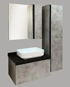 Тумба-умывальник подвесная Comforty Эдинбург 75 бетон светлый/чёрный 00004149066CF, 5