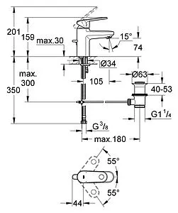 Смеситель для раковины Grohe Europlus II хром 32612002 Смеситель для раковины Grohe Europlus II хром 32612002, 2