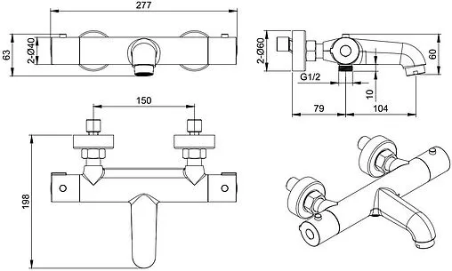 Термостат для ванны Aquatek Вега хром AQ1043CR Термостат для ванны Aquatek Вега хром AQ1043CR