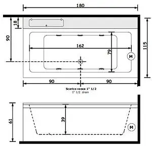 Ванна акриловая Treesse Quadra 170x70 белый V0721 Ванна акриловая Treesse Quadra 170x70 белый V0721, 2