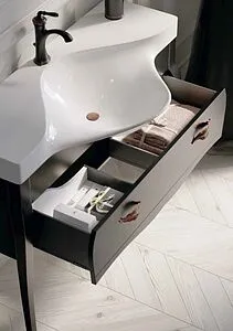 Тумба-умывальник напольная Clarberg Borgia T11/BLK 115 чёрный с патиной BOR0111BLK+Brw.11.04.D Тумба-умывальник напольная Clarberg Borgia T11/BLK 115 чёрный с патиной BOR0111BLK+Brw.11.04.D, 5