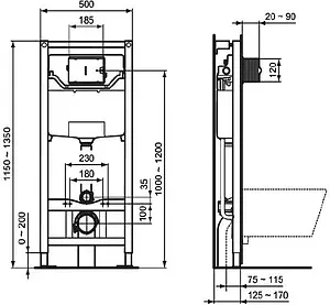 Инсталляция для подвесного унитаза Ideal Standard Prosys FRAME M R020467 Инсталляция для подвесного унитаза Ideal Standard Prosys FRAME M R020467, 2