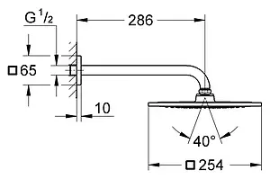 Лейка верхнего душа с настенным креплением Grohe Rainshower F хром 26060000 Лейка верхнего душа с настенным креплением Grohe Rainshower F хром 26060000, 2