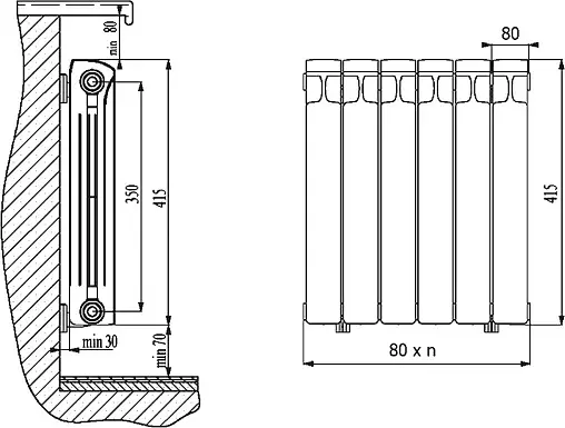 Радиатор биметаллический 10 секций Rifar Monolit 350 RM35010