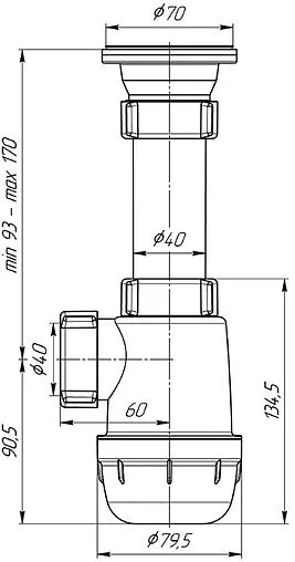 Сифон бутылочный для мойки Ани Пласт Грот A0100 Сифон бутылочный для мойки Ани Пласт Грот A0100