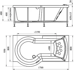 Ванна акриловая Radomir Валенсия 170х95 R 1-01-0-2-1-021 Ванна акриловая Radomir Валенсия 170х95 R 1-01-0-2-1-021, 2