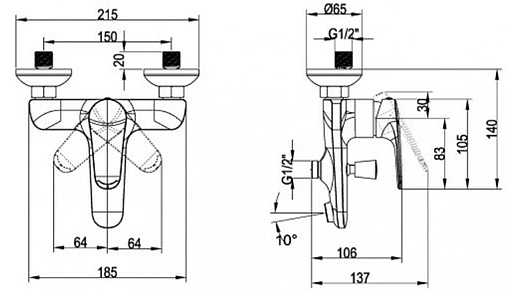 Смеситель для ванны Villeroy&amp;Boch O.novo Start хром TVT10550111061