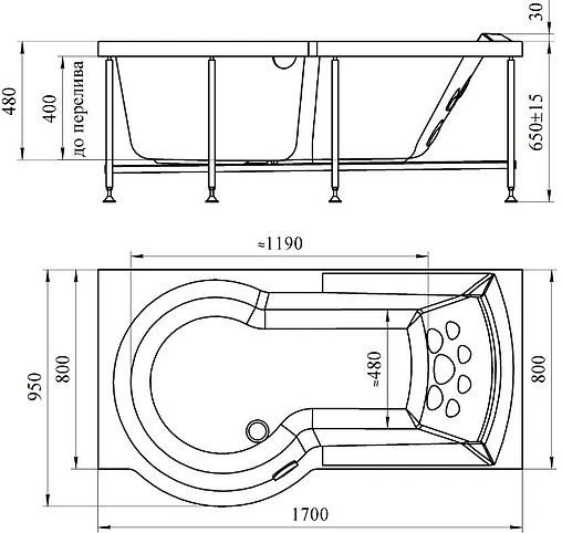 Ванна акриловая Radomir Валенсия 170х95 R 1-01-0-2-1-021 Ванна акриловая Radomir Валенсия 170х95 R 1-01-0-2-1-021