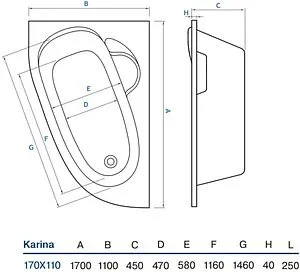 Ванна акриловая Koller Pool Karina 170х110 L, 2