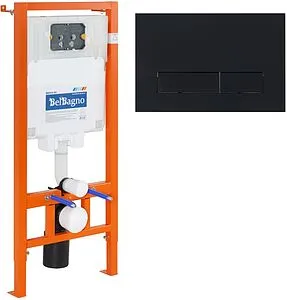 Инсталляция для подвесного унитаза Set 3 в 1 BelBagno BB002-80/BB012-MR-NERO.M с кнопкой черный матовый Инсталляция для подвесного унитаза Set 3 в 1 BelBagno BB002-80/BB012-MR-NERO.M с кнопкой черный матовый, 1